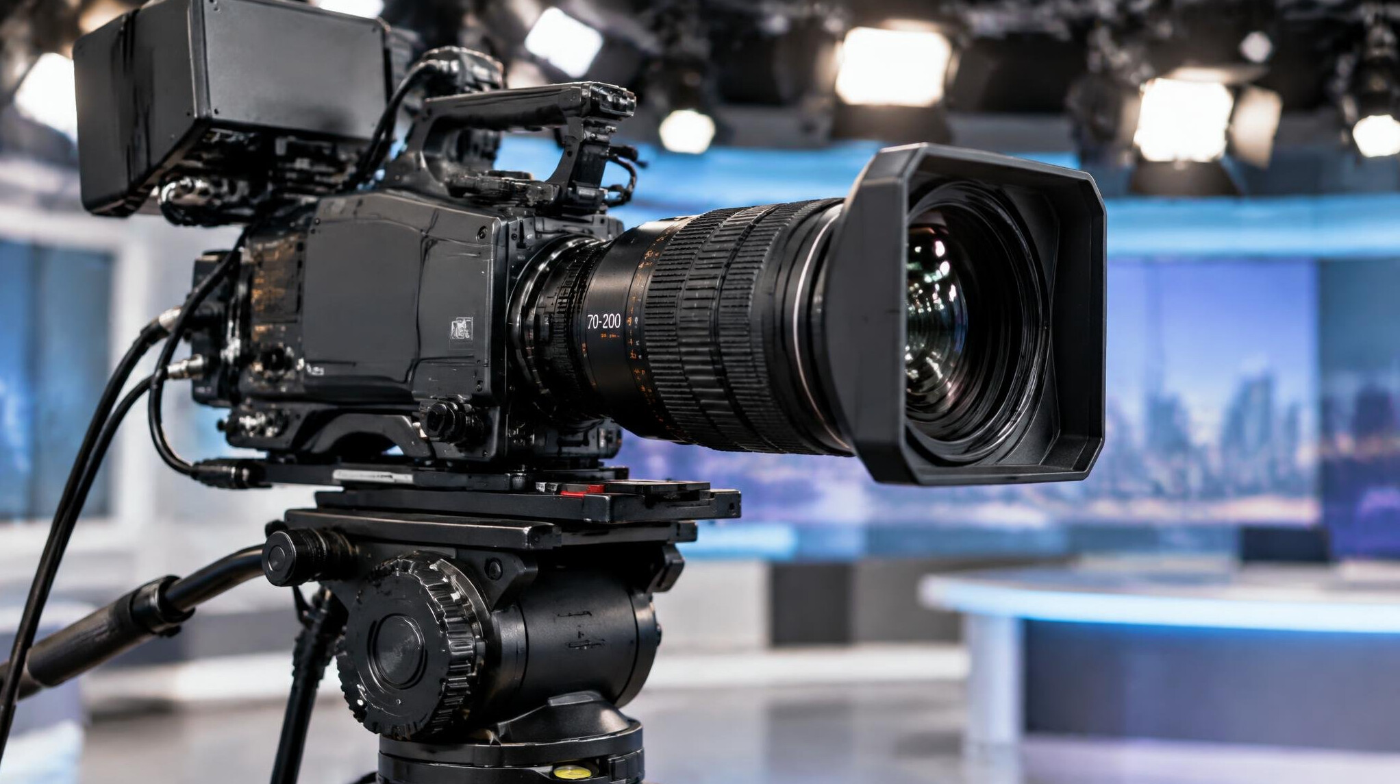 Professional broadcast camera rig on set