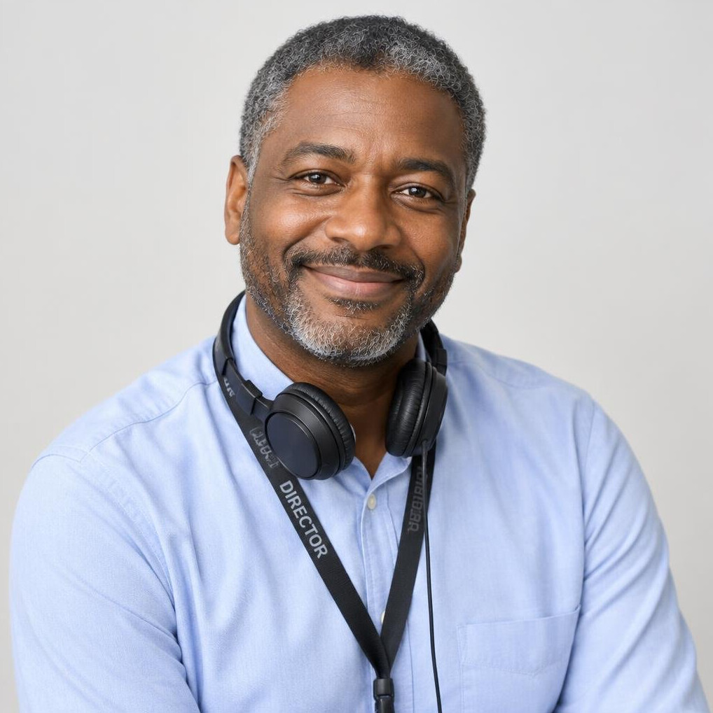 Portrait of a male broadcast director smiling
